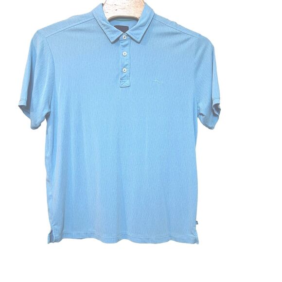 Tommy Bahama Size XL Blue Textured Polo Shirt Modal Poly Blend Short Sleeve - Picture 1 of 10